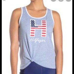 Tommy Hilfiger Sport Patriotic USA Flag Light Blue Tank in Size XL